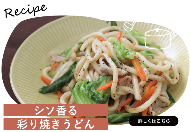 シソ香る彩り焼きうどん