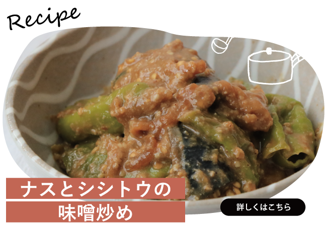 ナスとシシトウの味噌炒め